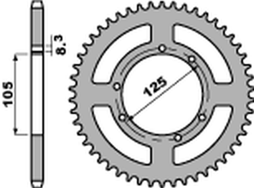 PBR rear sprocket 4513 49 C45 YAMAHA YZF 125R '08-'20, MT-125 '15-'20 (JTR1844.49) (CHAIN 428) (MADE IN ITALY)